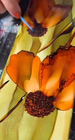 Alcohol Ink yellow and orange painting
