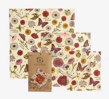 Beeswax paper with butterflies and flowers