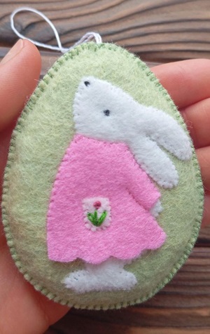 Felt Easter Egg Ornament Pattern Hand Sewing Bunny Decor
