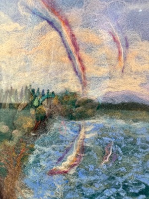 Needle Felt Painting with Rainbow and water