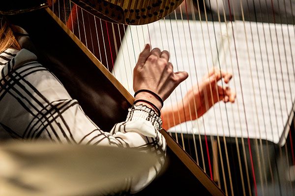 hands playing harp