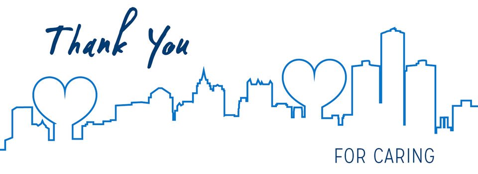 cityscape with heart thank you card