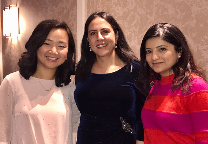 Fellows Dr. Arguello and Dr. Kumar with Dr. Bhan at the Holiday party December 2019