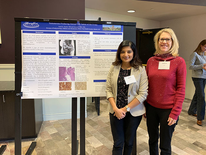 Dr. Shill with Dr. Kumar presenting her poster at the MI AACE meeting October 2019