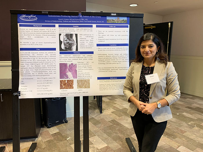 Dr. Kumar presenting her poster at the MI AACE meeting 10-2019