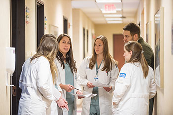 Group of residents working in the resident clinic