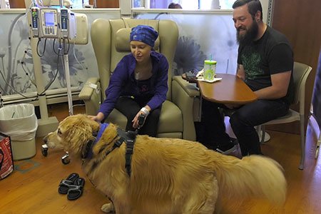 Breast Cancer Patient Miranda with therapy dog