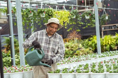 colon cancer patient donald robinson watering plants