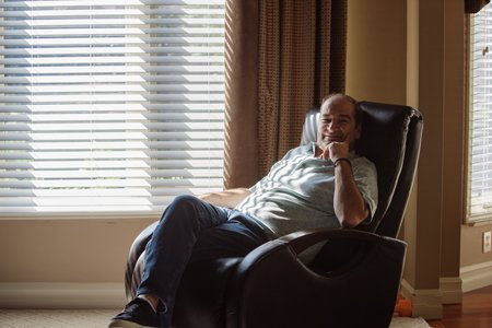 lung cancer patient frank sitting by the window