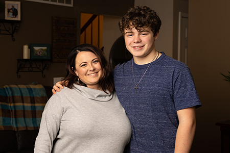 advanced heart failure patient ashley with her son