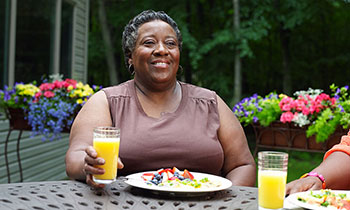 Rochelle VanDyke enjoying a meal