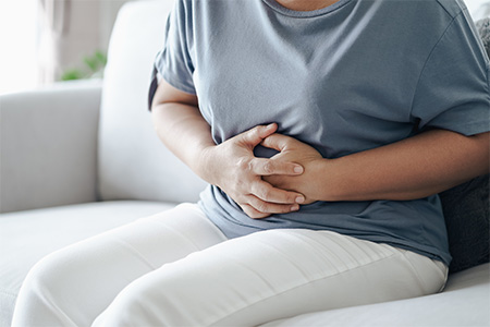 woman with stomach pain