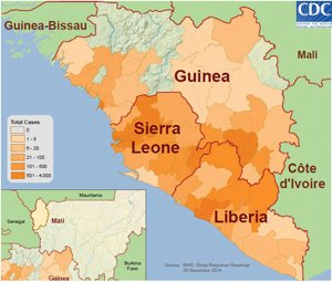 West africa ebola map