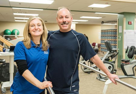 physical therapy  patient fred darga and therapist kathy