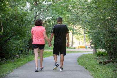 Sue and Jeff holding hands