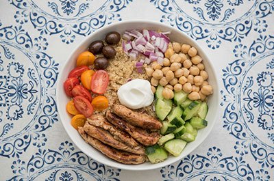 greek chicken grain bowl