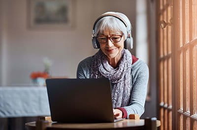woman with headphones