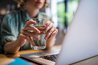 woman drinking water