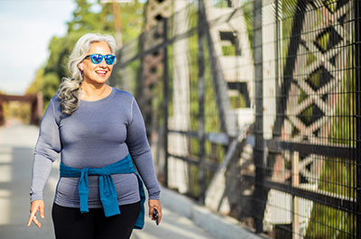 happy woman walking