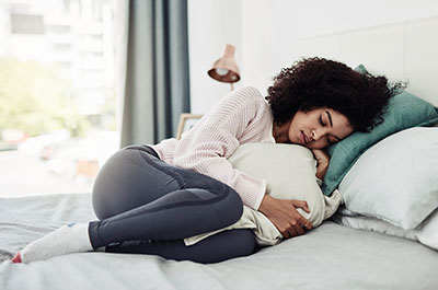 woman with stomach pain