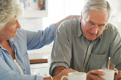 wife comforting husband