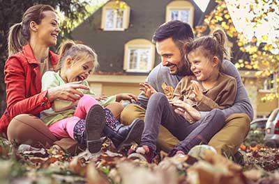 family playing outside together
