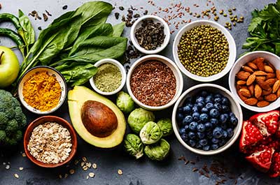 array of healthy food