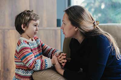 mom talking to child