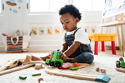child playing with toys