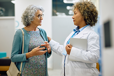 patient talking to doctor