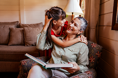 mother and daughter hugging