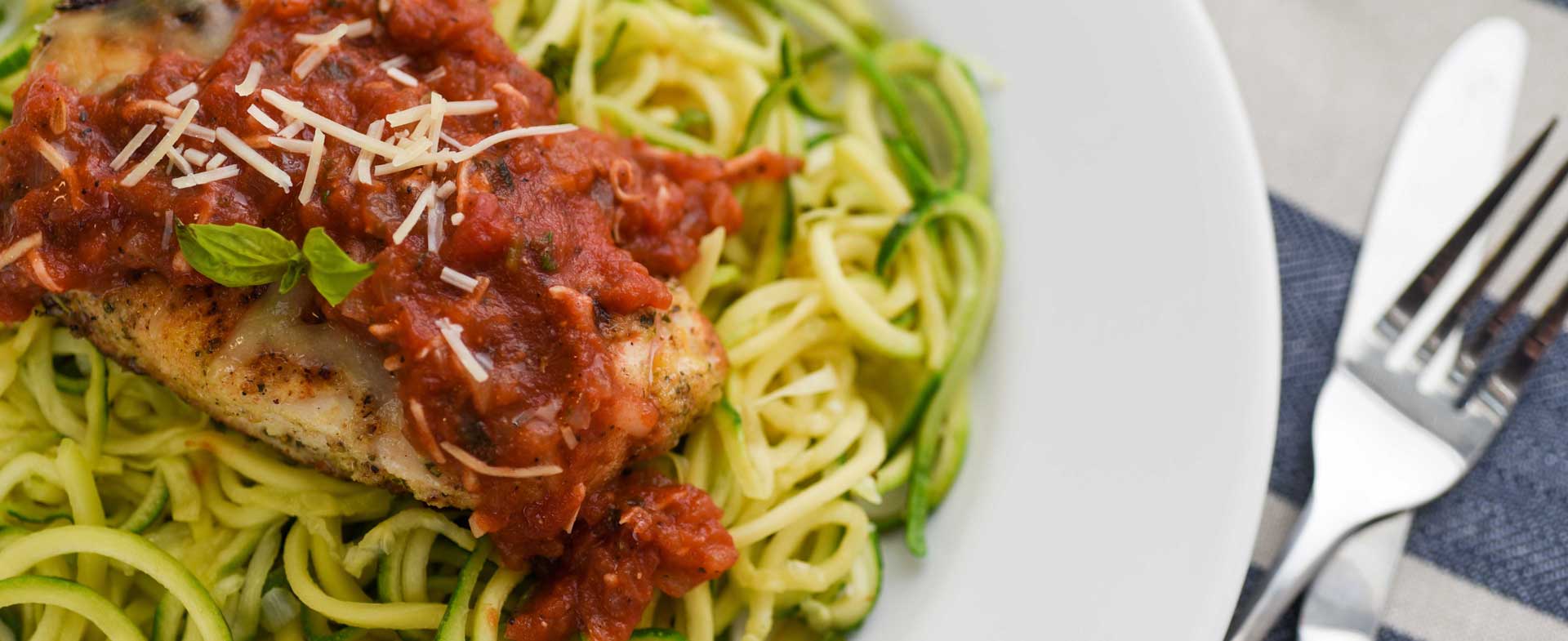 chicken parmesan with zucchini noodles