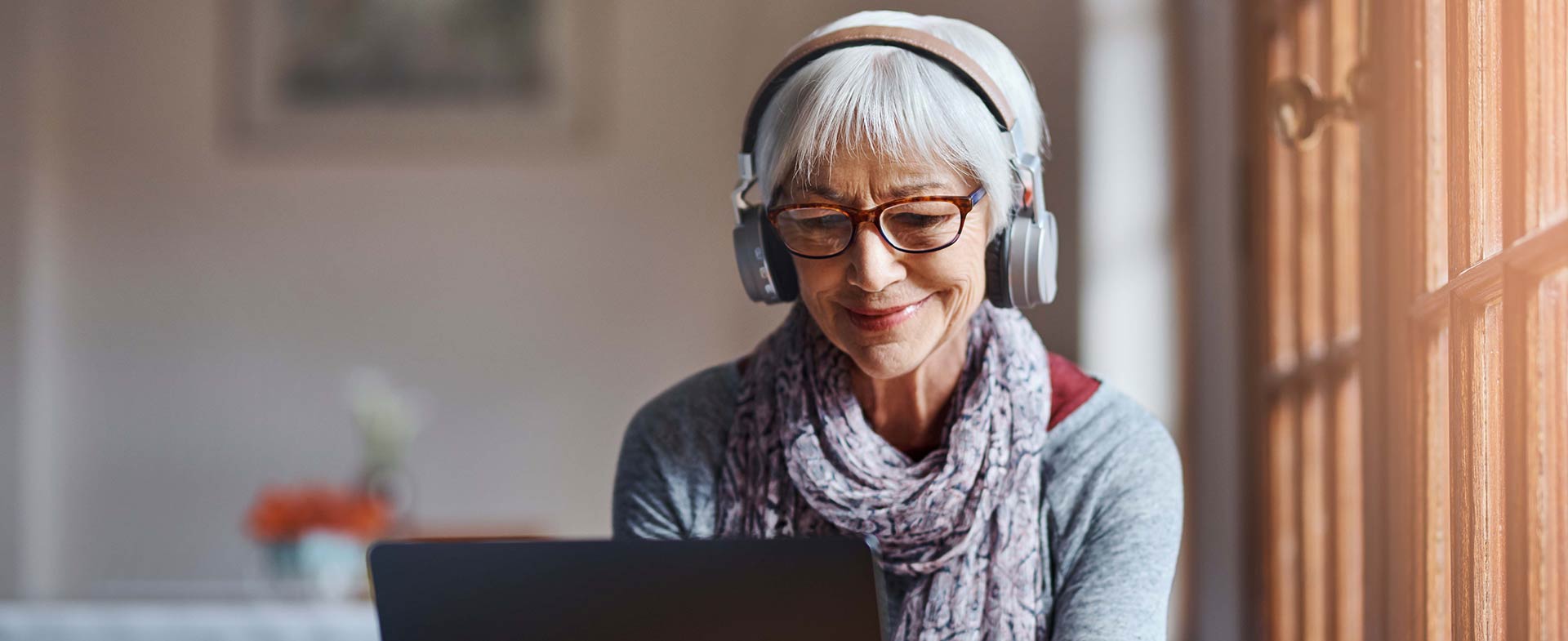woman with headphones