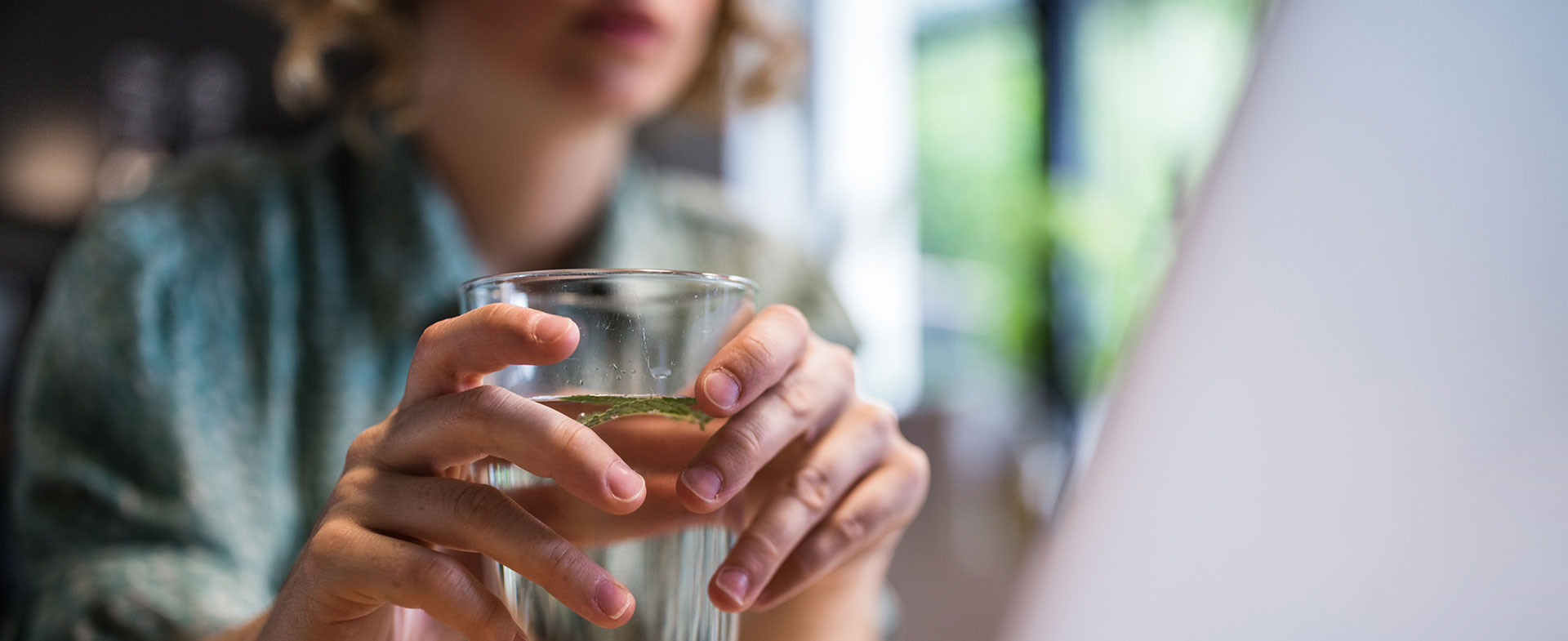 woman drinking water