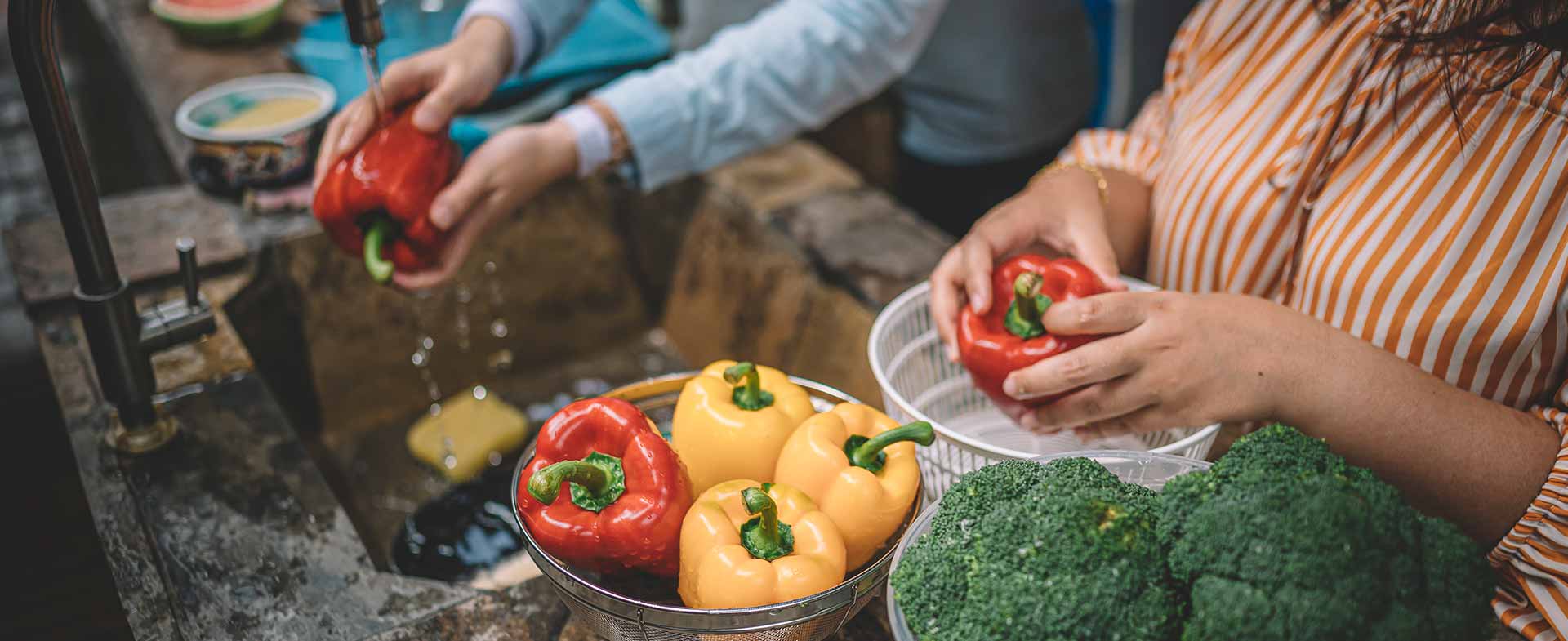 washing vegetables