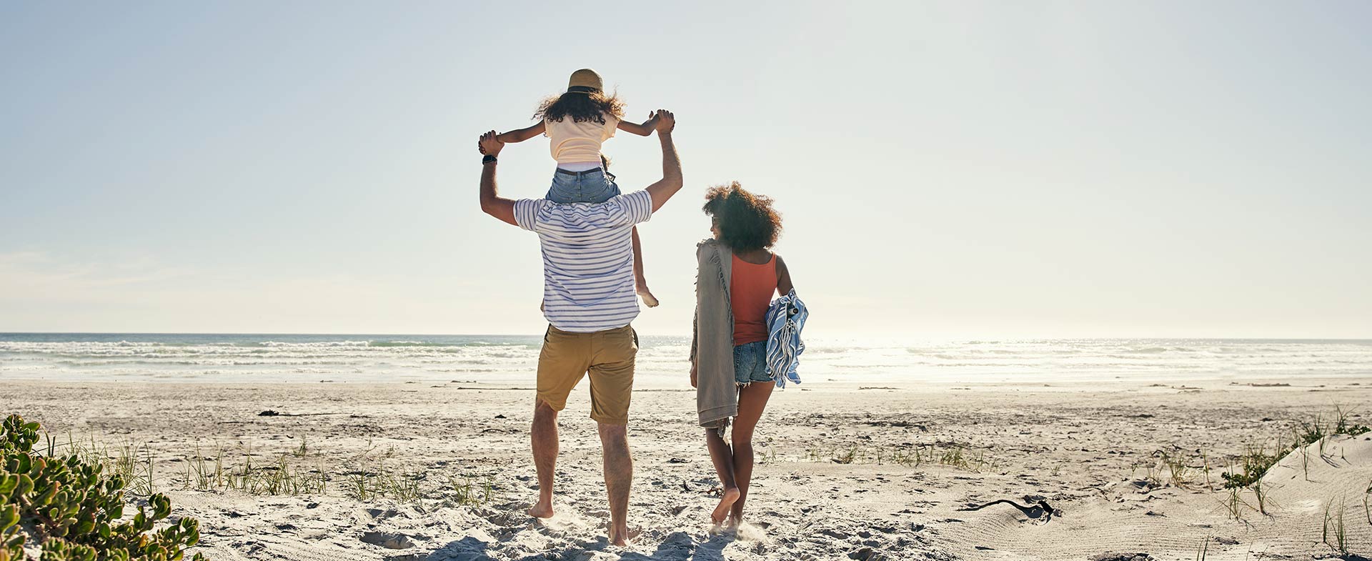 family on beach