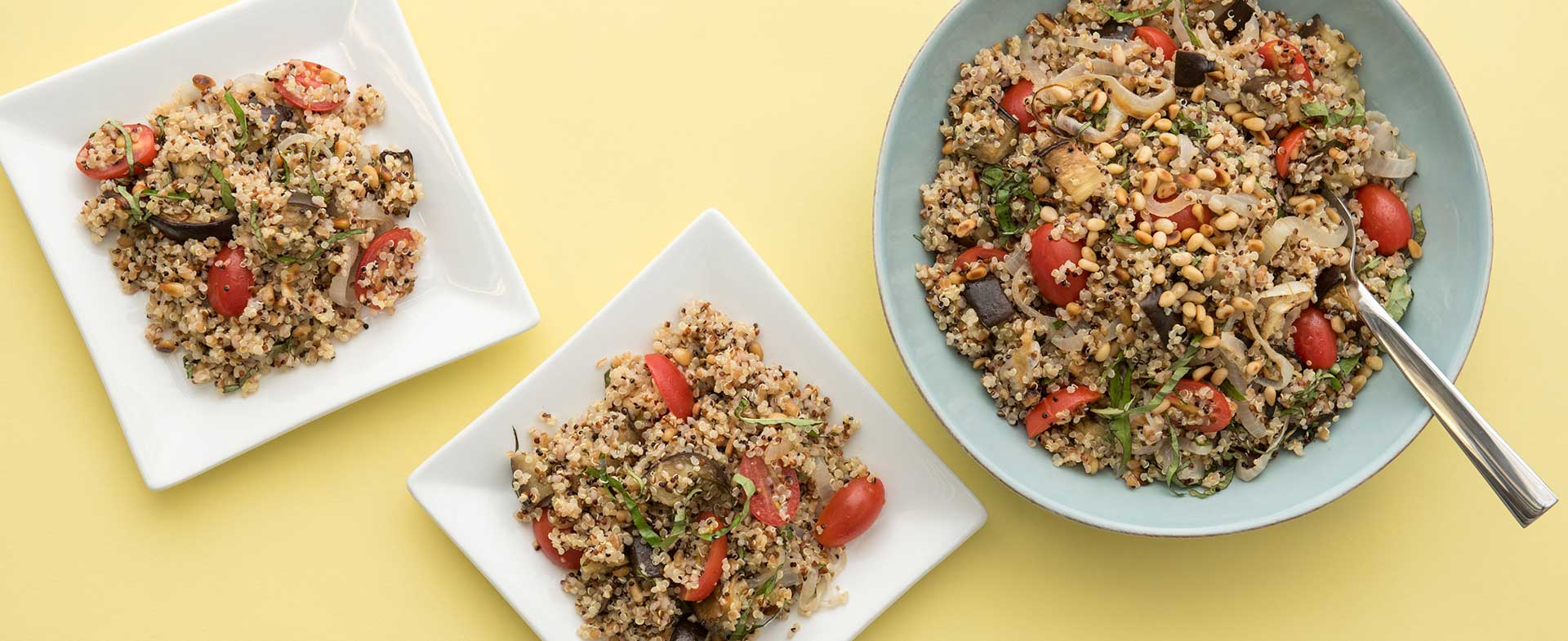 Mediterranean Summer Salad With Ancient Grains and Roasted Eggplant Recipe