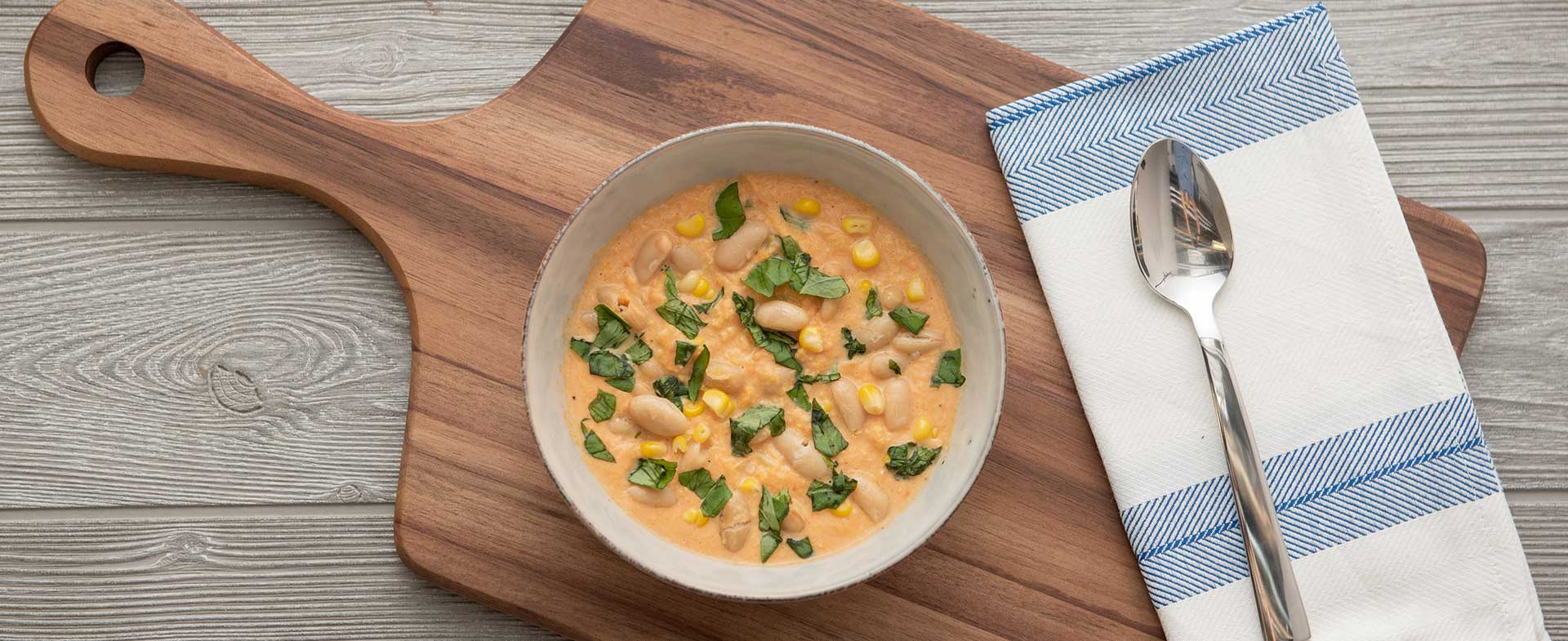 Creamy Tomato and Corn Soup with White Beans Recipe