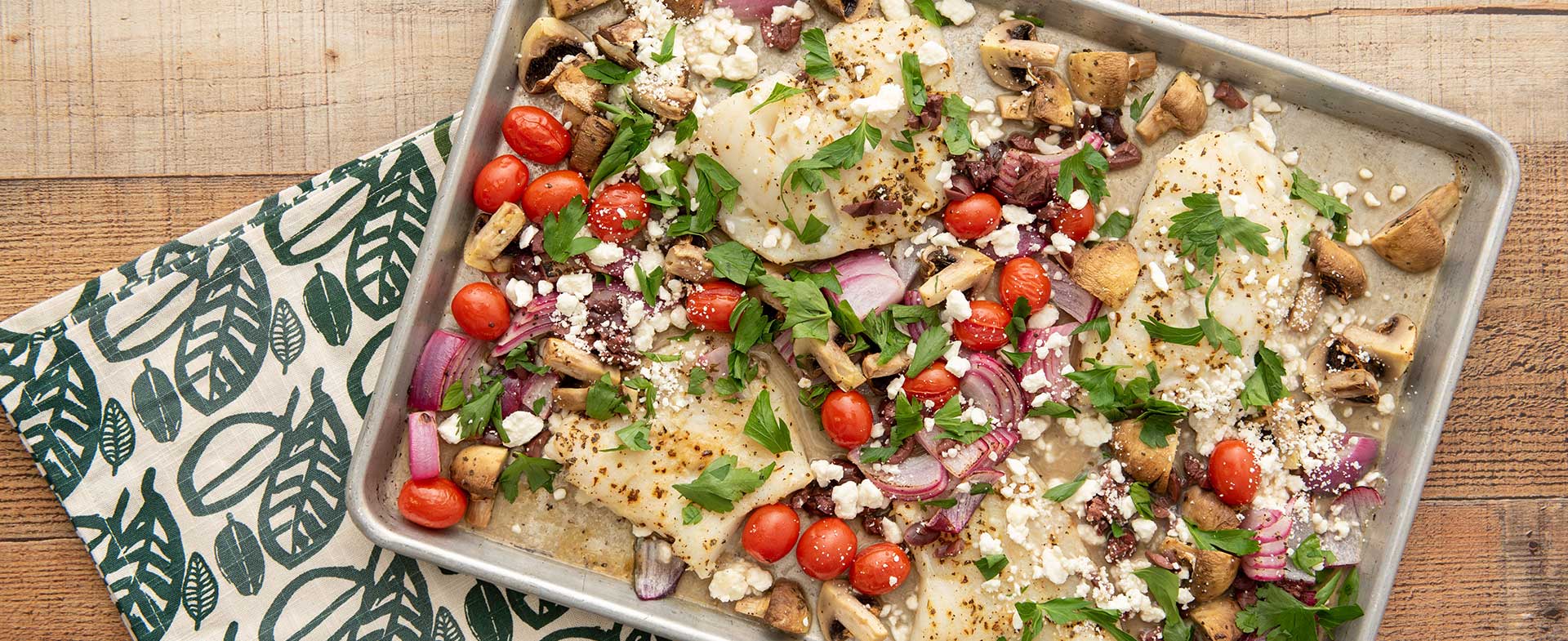 Mediterranean Cod Sheet Pan Dinner