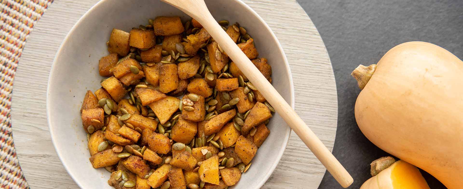 Roasted Butternut Squash with Spicy Pepitas Recipe Video