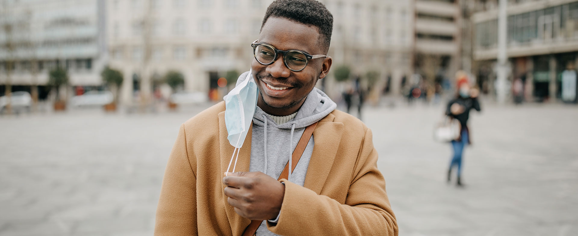 man taking mask off