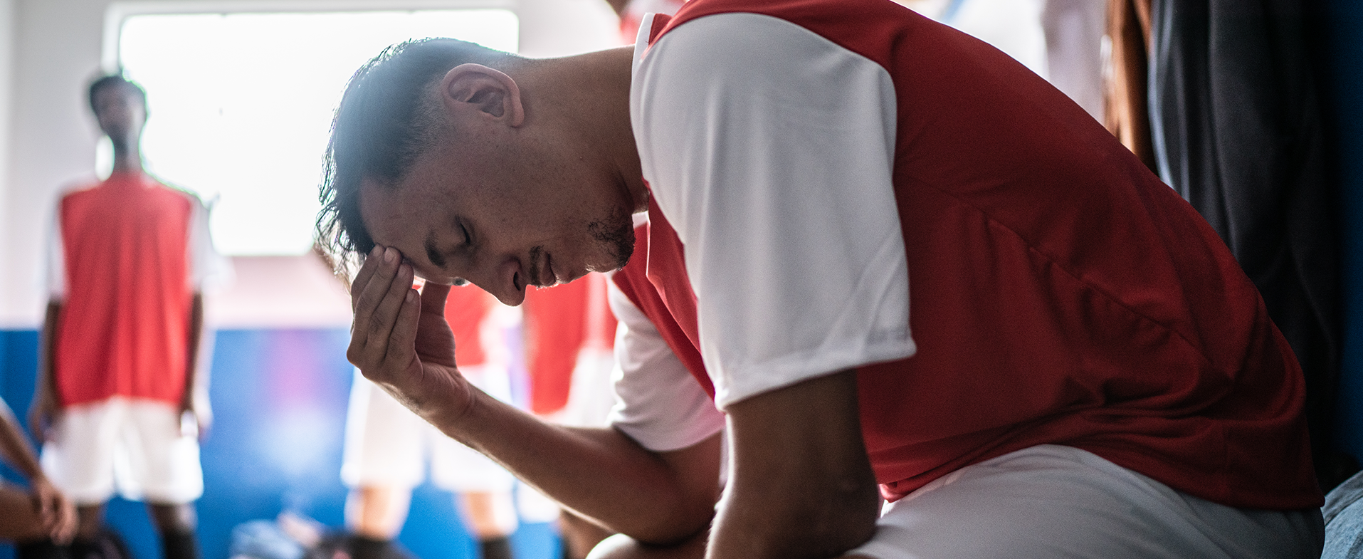 athlete in locker room