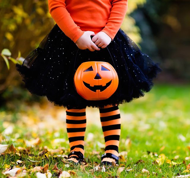 young girl dressed for halloween