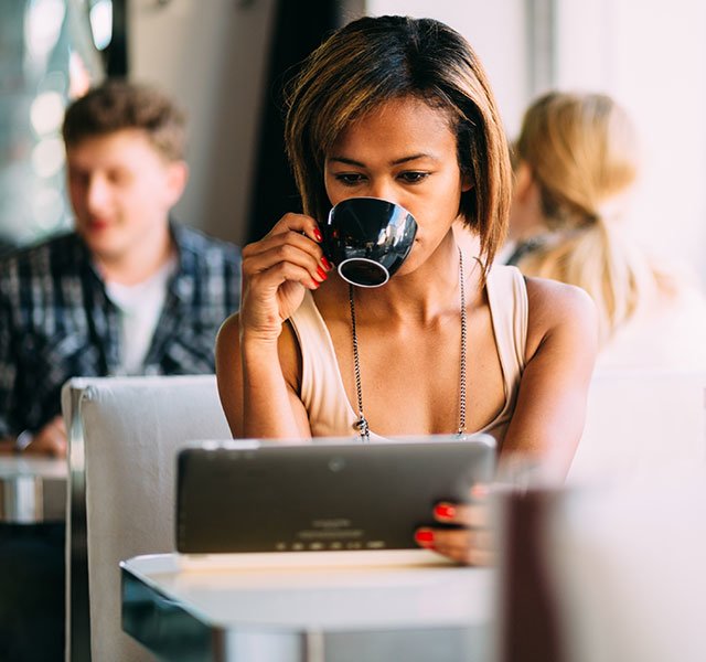 young woman drinking coffee