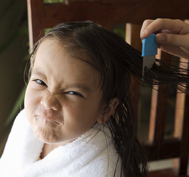 little girl with wet hair
