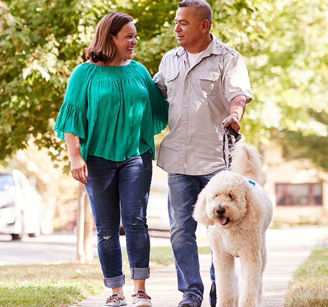 healthy couple walking