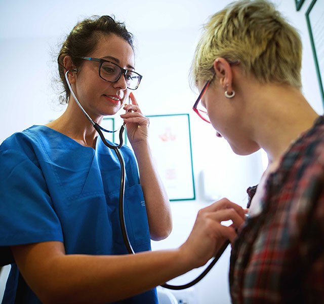 woman getting a health screening