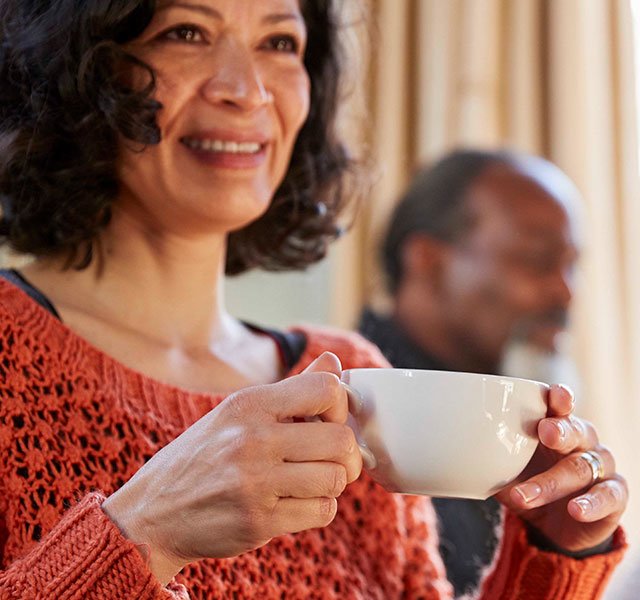 woman drinking coffee