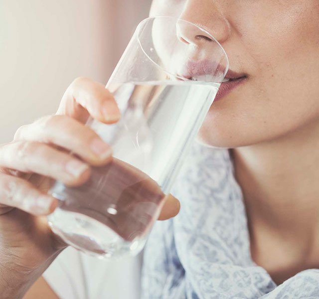 woman drinking water