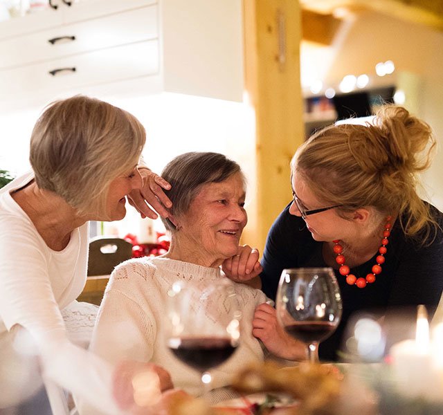 three woman at the dinner table